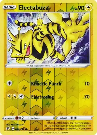 Electabuzz Reverse Holo Pokemon card from Rebel Clash