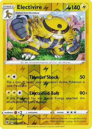 Electivire Reverse Holo Pokemon card from Rebel Clash