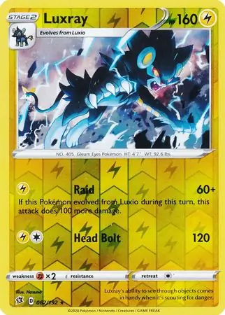 Luxray Reverse Holo Pokemon card from Rebel Clash