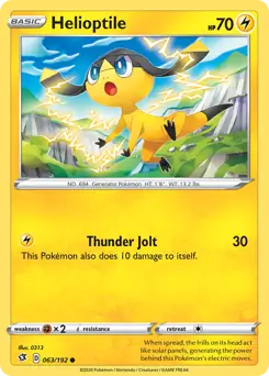 Helioptile Pokemon card from Rebel Clash