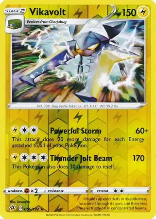 Vikavolt Reverse Holo Pokemon card from Rebel Clash