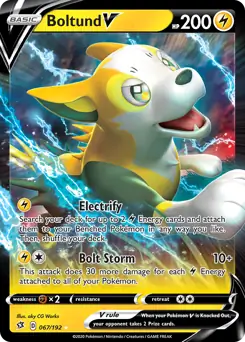 Boltund V Pokemon card from Rebel Clash