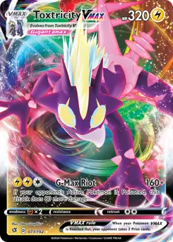 Toxtricity VMAX Pokemon card from Rebel Clash