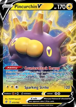 Pincurchin V Pokemon card from Rebel Clash
