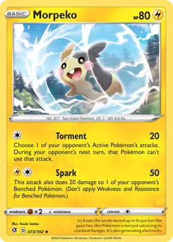 Morpeko Pokemon card from Rebel Clash