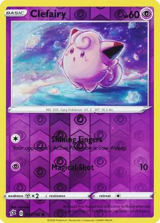 Clefairy Reverse Holo Pokemon card from Rebel Clash
