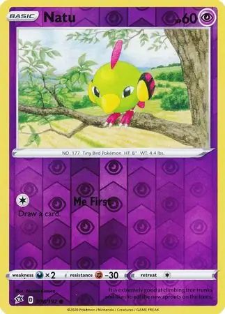Natu Reverse Holo Pokemon card from Rebel Clash