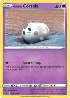 Galarian Corsola Pokemon card from Rebel Clash