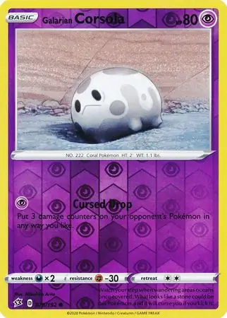 Galarian Corsola Reverse Holo Pokemon card from Rebel Clash