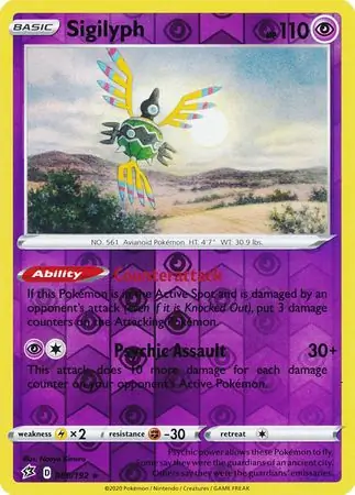 Sigilyph Reverse Holo Pokemon card from Rebel Clash