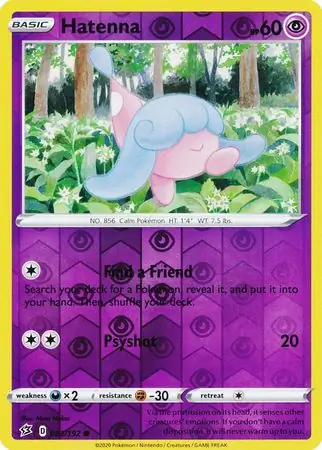 Hatenna Reverse Holo Pokemon card from Rebel Clash