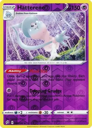 Hatterene Reverse Holo Pokemon card from Rebel Clash