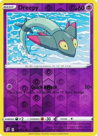 Dreepy Reverse Holo Pokemon card from Rebel Clash