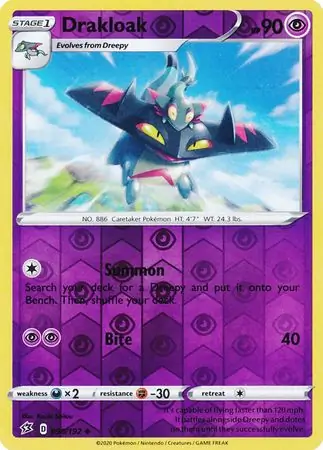 Drakloak Reverse Holo Pokemon card from Rebel Clash