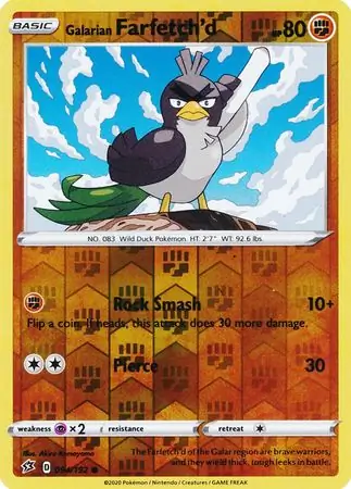 Galarian Farfetch'd Reverse Holo Pokemon card from Rebel Clash