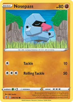 Nosepass Pokemon card from Rebel Clash