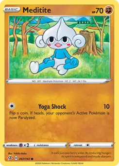 Meditite Pokemon card from Rebel Clash