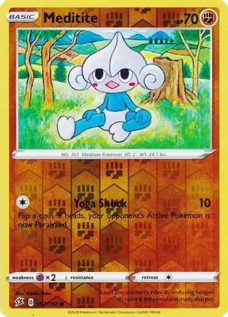 Meditite Reverse Holo Pokemon card from Rebel Clash