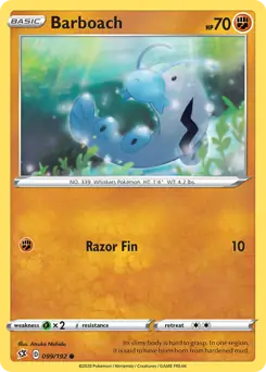 Barboach Pokemon card from Rebel Clash