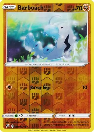 Barboach Reverse Holo Pokemon card from Rebel Clash
