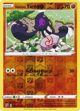 Galarian Yamask Reverse Holo Pokemon card from Rebel Clash