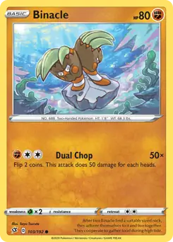 Binacle Pokemon card from Rebel Clash