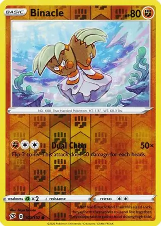 Binacle Reverse Holo Pokemon card from Rebel Clash