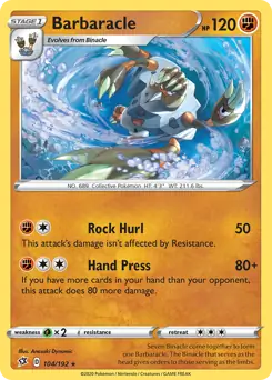 Barbaracle Pokemon card from Rebel Clash