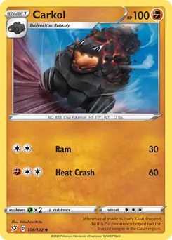 Carkol Pokemon card from Rebel Clash