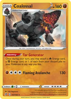 Coalossal Pokemon card from Rebel Clash