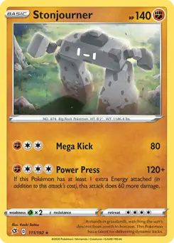 Stonjourner Pokemon card from Rebel Clash