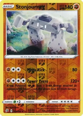 Stonjourner Reverse Holo Pokemon card from Rebel Clash