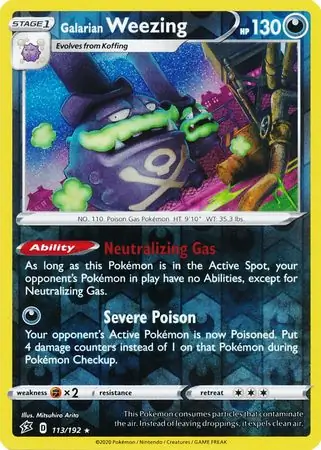 Galarian Weezing Reverse Holo Pokemon card from Rebel Clash