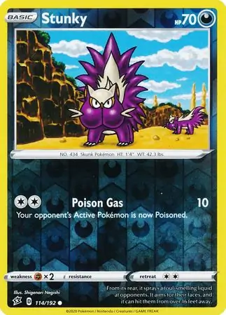 Stunky Reverse Holo Pokemon card from Rebel Clash