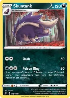 Skuntank Pokemon card from Rebel Clash