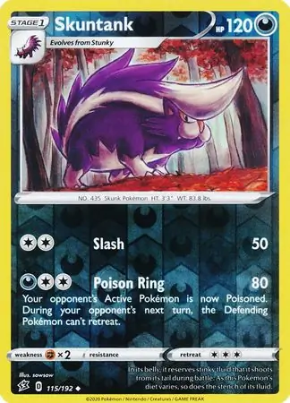 Skuntank Reverse Holo Pokemon card from Rebel Clash