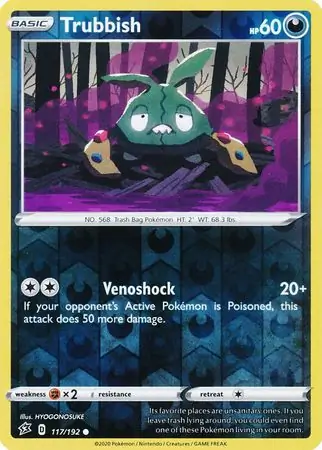 Trubbish Reverse Holo Pokemon card from Rebel Clash