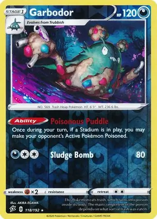 Garbodor Reverse Holo Pokemon card from Rebel Clash