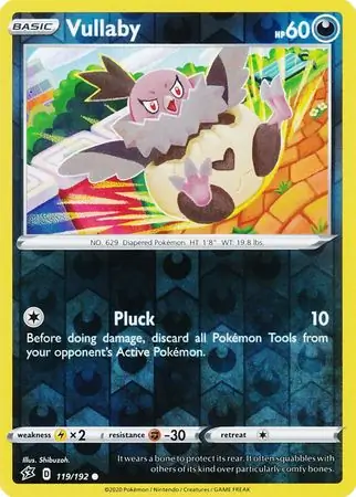 Vullaby Reverse Holo Pokemon card from Rebel Clash