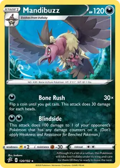 Mandibuzz Pokemon card from Rebel Clash