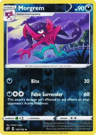 Morgrem Reverse Holo Pokemon card from Rebel Clash