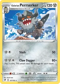 Galarian Perrserker Pokemon card from Rebel Clash