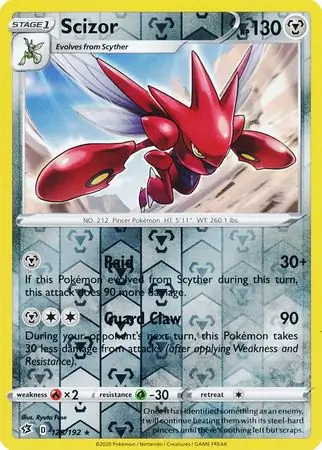 Scizor Reverse Holo Pokemon card from Rebel Clash