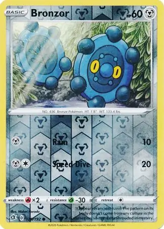 Bronzor Reverse Holo Pokemon card from Rebel Clash