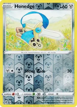 Honedge Reverse Holo Pokemon card from Rebel Clash