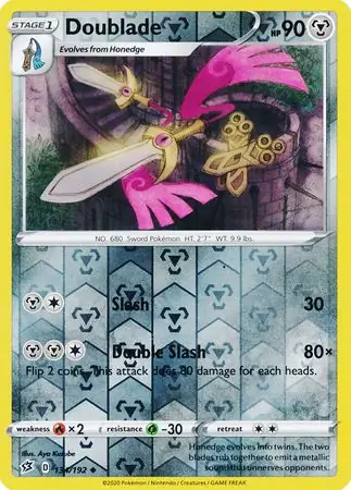 Doublade Reverse Holo Pokemon card from Rebel Clash