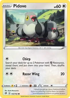 Pidove Pokemon card from Rebel Clash