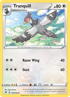 Tranquill Pokemon card from Rebel Clash