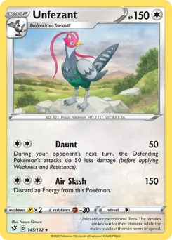 Unfezant Pokemon card from Rebel Clash