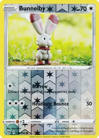 Bunnelby Reverse Holo Pokemon card from Rebel Clash